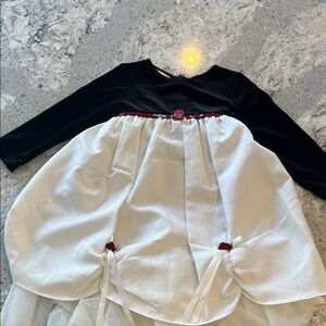 Black and White Velvet Dress with Red Accents Size 2T